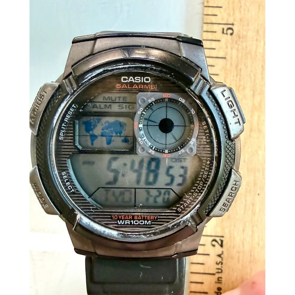 Casio AE-1000W World Time Digital Watch 10 Year Battery WR100M Module 3198